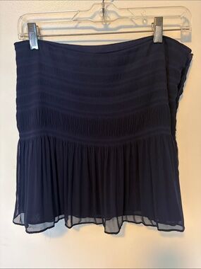 Diane Von Furstenberg Navy Pleated Tiered Mini Skirt